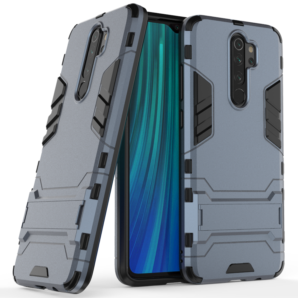 Capa de armadura de suporte Capa resistente e resistente para Xiaomi Redmi Note 8 Pro azul