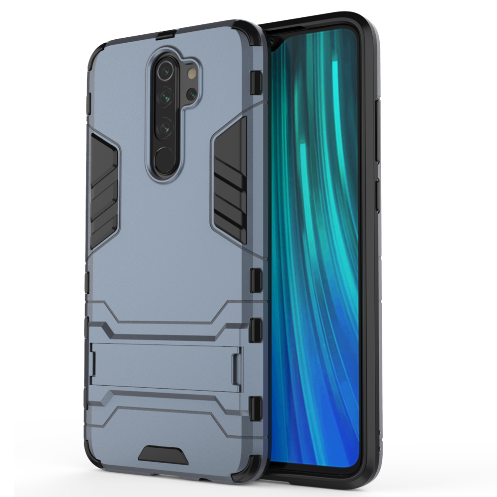 Capa de armadura de suporte Capa resistente e resistente para Xiaomi Redmi Note 8 Pro azul