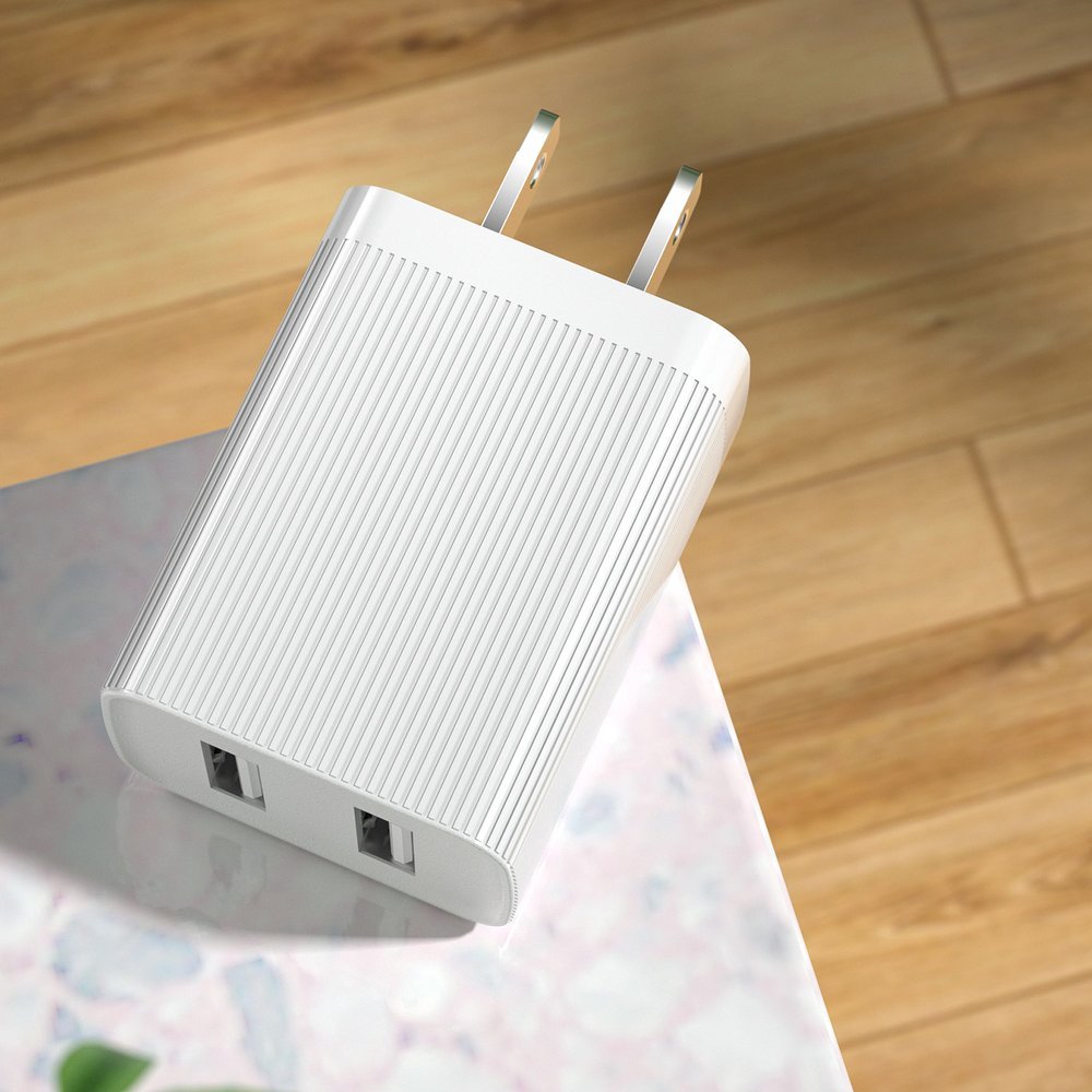 Adaptador UE de carregador Kingkong 2x USB 2.1A branco (WP-U79 branco)