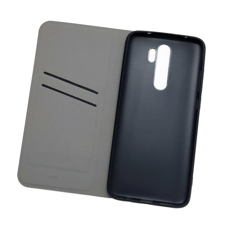 Estojo tipo estante de tecido flip para Xiaomi Redmi Note 8 Pro preto