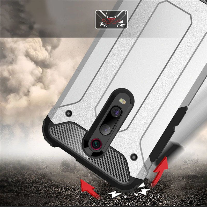 Capa de armadura híbrida capa resistente e resistente para Xiaomi Redmi 8A prata