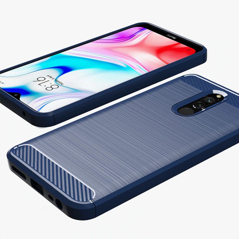 Capa carbono Capa flexível de TPU para Xiaomi Redmi 8 preta