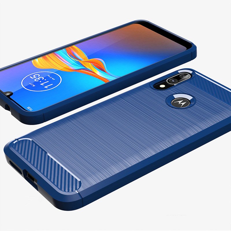 Capa carbono Capa flexível de TPU para Motorola Moto E6 Plus preta