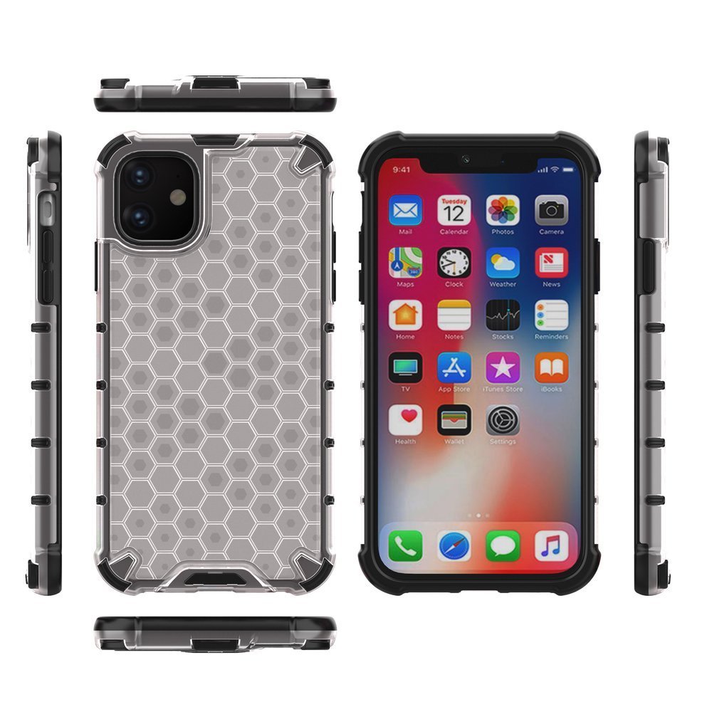 Capa de armadura de favo de mel com proteção de TPU para iPhone 11 transparente