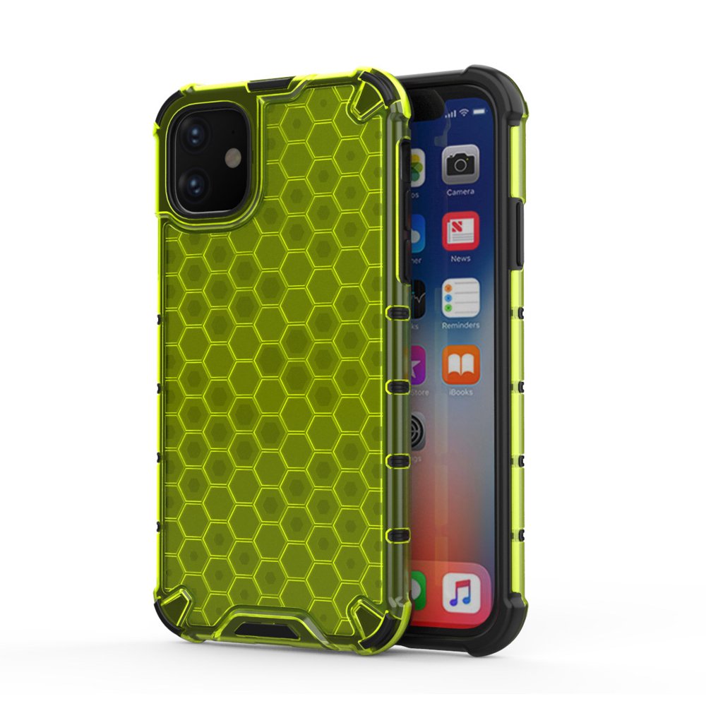 Capa de armadura de favo de mel com pára-choque de TPU para iPhone 11 verde