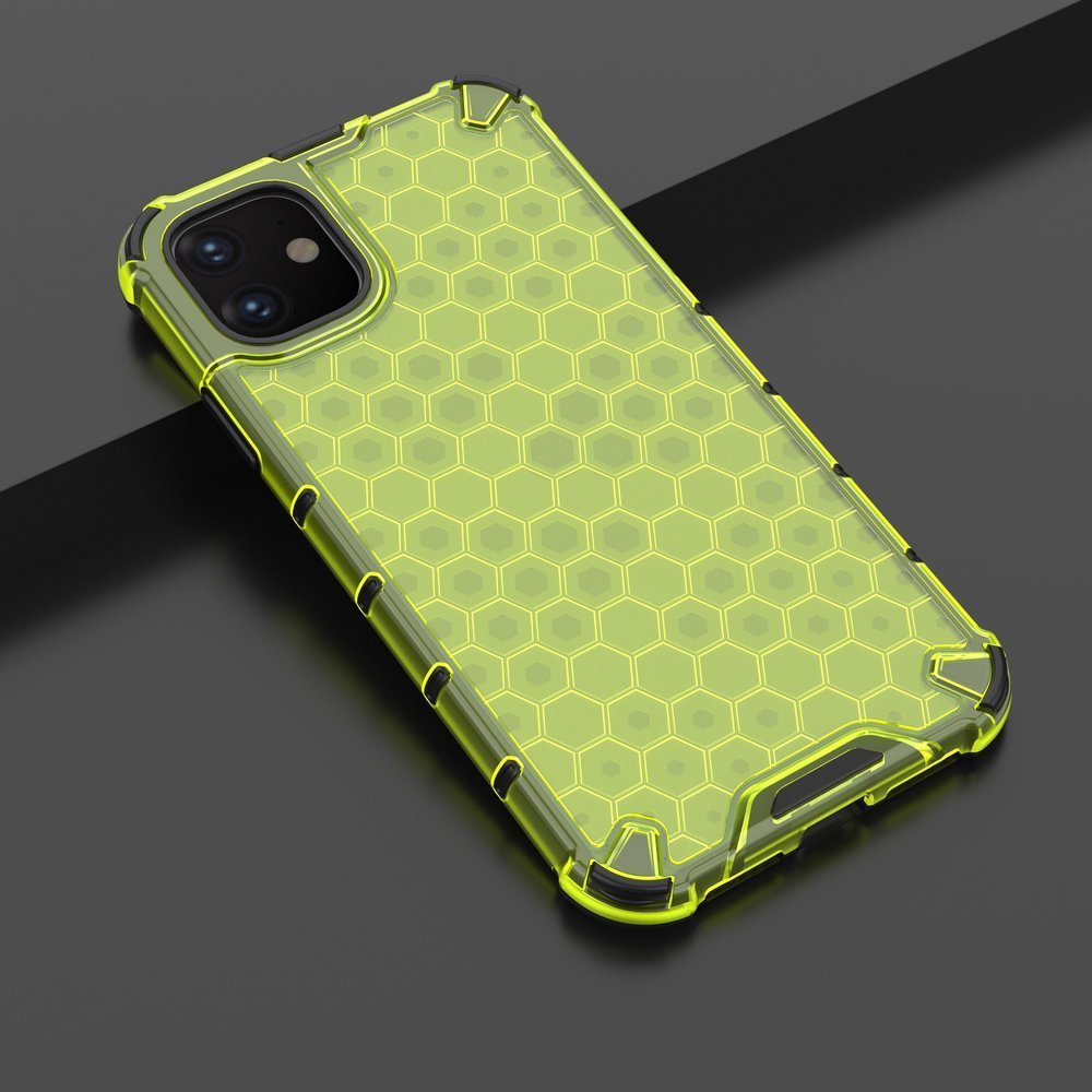Capa de armadura de favo de mel com pára-choque de TPU para iPhone 11 verde
