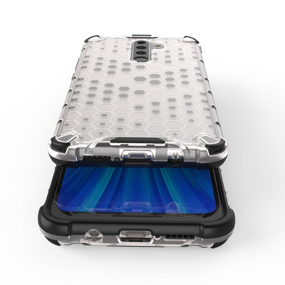 Capa de armadura em caixa de favo de mel com pára-choque de TPU para Xiaomi Redmi Note 8 Pro vermelho