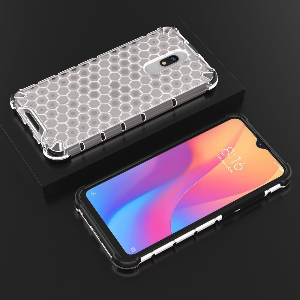 Capa de armadura em caixa de favo de mel com pára-choque de TPU para Xiaomi Redmi 8A - Xiaomi Redmi 8 transparente