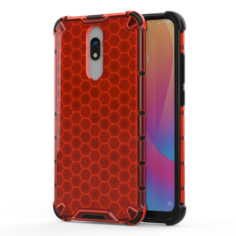 Capa de armadura em caixa de favo de mel com pára-choque de TPU para Xiaomi Redmi 8A - Xiaomi Redmi 8 vermelho