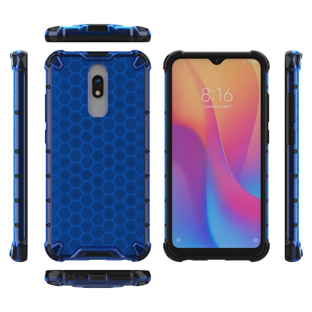 Capa de armadura em caixa de favo de mel com pára-choque de TPU para Xiaomi Redmi 8A - Xiaomi Redmi 8 azul