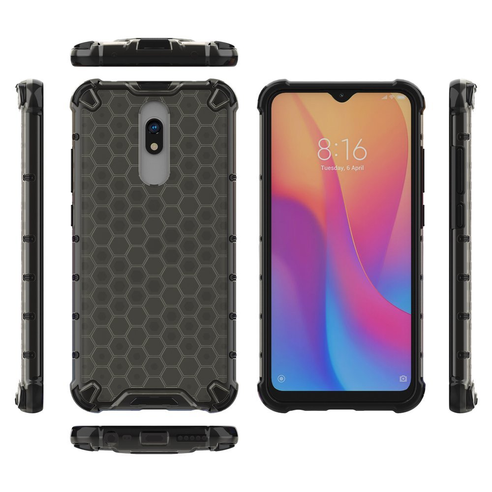 Capa de armadura em caixa de favo de mel com pára-choque de TPU para Xiaomi Redmi 8A - Xiaomi Redmi 8 preto