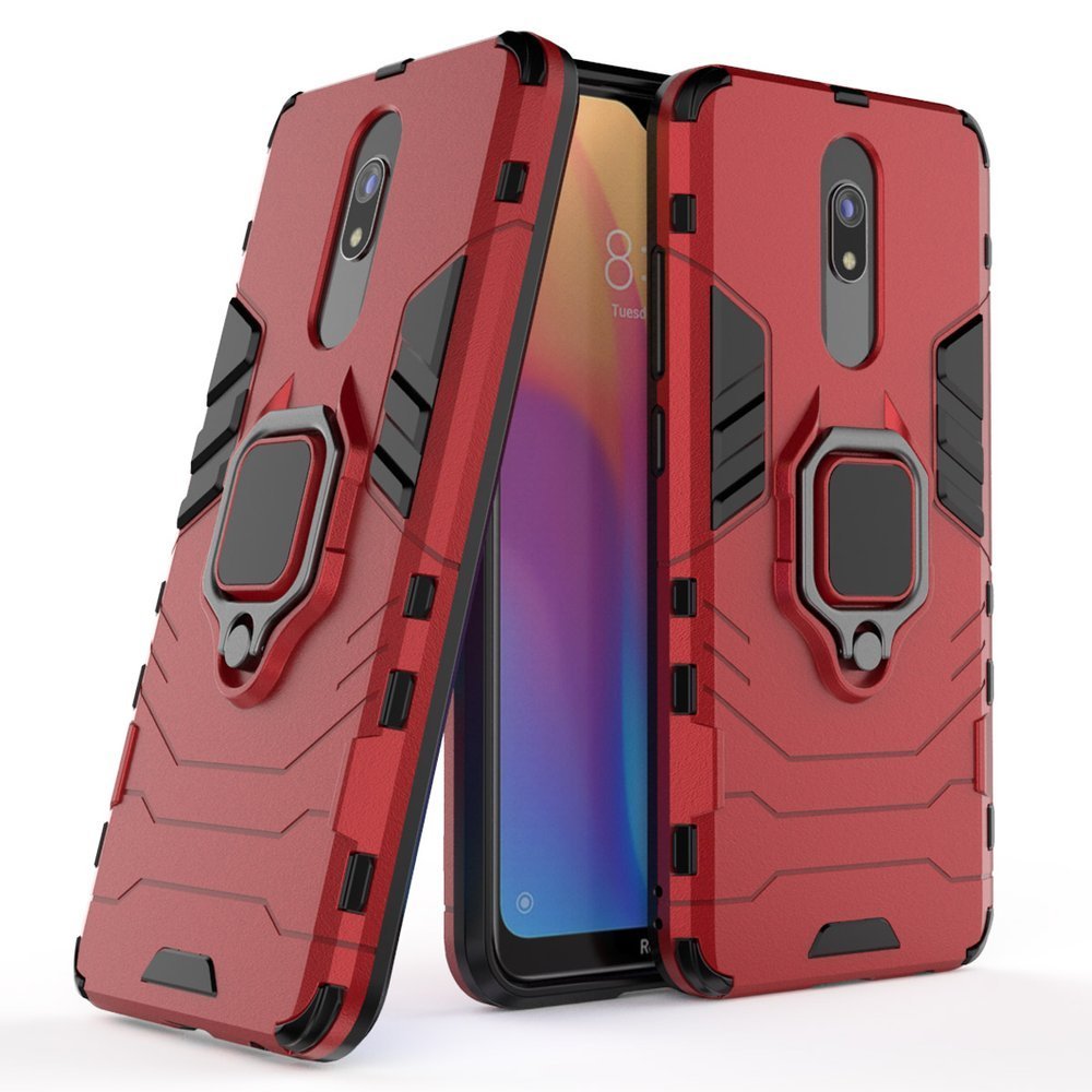 Estojo de armadura de anel Capa resistente e resistente para Xiaomi Redmi 8A - Xiaomi Redmi 8 vermelho