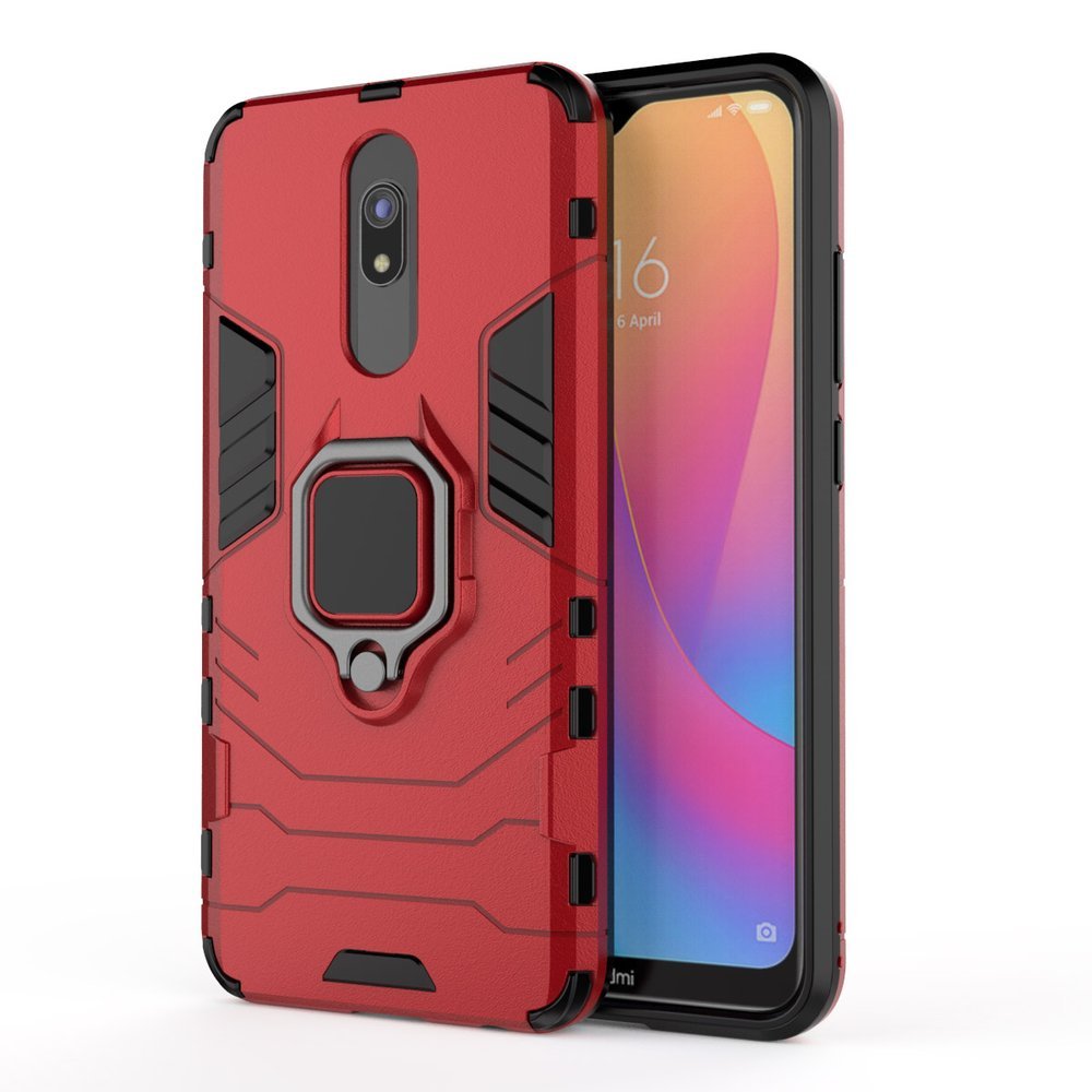 Estojo de armadura de anel Capa resistente e resistente para Xiaomi Redmi 8A - Xiaomi Redmi 8 vermelho