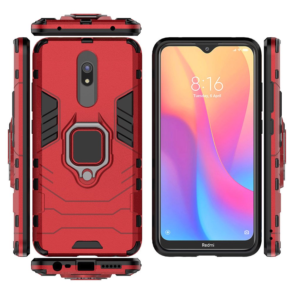 Estojo de armadura de anel Capa resistente e resistente para Xiaomi Redmi 8A - Xiaomi Redmi 8 vermelho