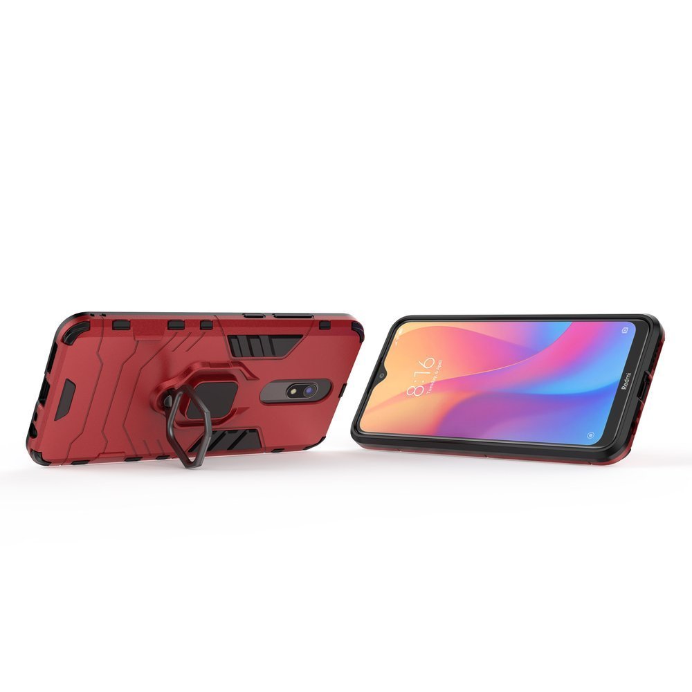 Estojo de armadura de anel Capa resistente e resistente para Xiaomi Redmi 8A - Xiaomi Redmi 8 vermelho