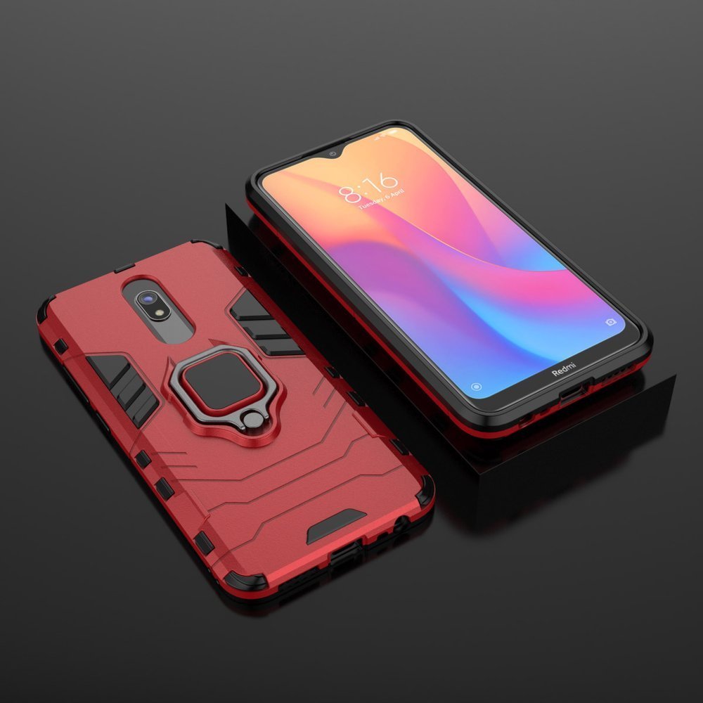 Estojo de armadura de anel Capa resistente e resistente para Xiaomi Redmi 8A - Xiaomi Redmi 8 vermelho