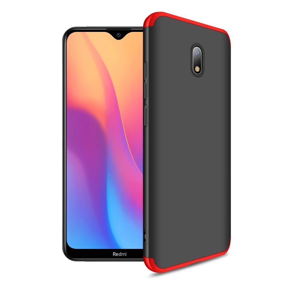 Capa de proteção GKK 360 frontal e traseira capa completa do corpo Xiaomi Redmi 8A preto-vermelho