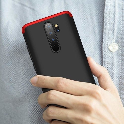 Capa de proteção GKK 360 frontal e traseira capa completa do corpo Xiaomi Redmi 8A preto-vermelho