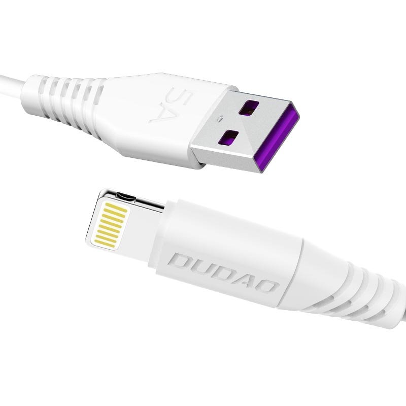 Cabo de dados de carregamento Dudao USB - Lightning Fast 5A 2m branco (L2L 2m branco)