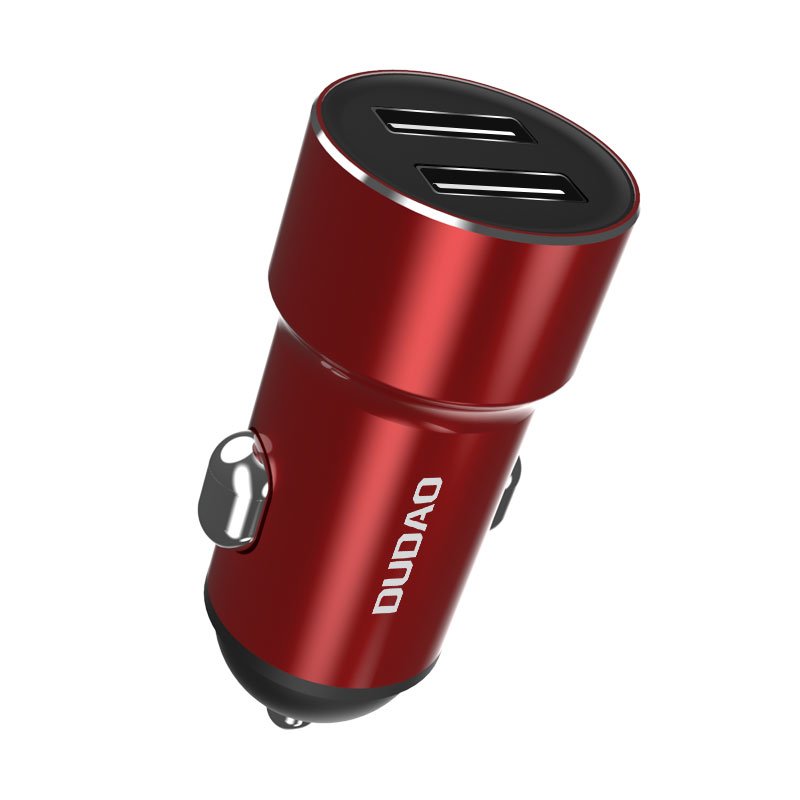 Carregador universal inteligente para carro Dudao 2.4A 2x USB vermelho (R6 vermelho)