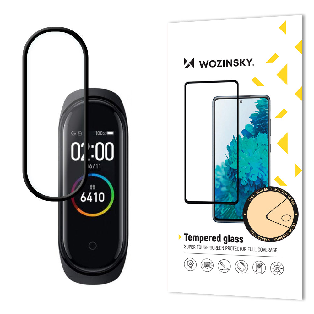 Wozinsky super wytrzymałe Vidro folia szklana Full Glue na cały ekran z ramką Case Friendly Xiaomi Mi Band 4 - Mi Band 3 przezroczysty