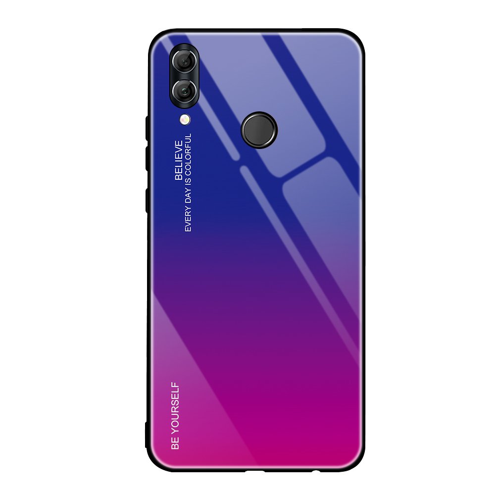 Tampa durável de vidro gradiente com parte traseira de vidro temperado Huawei P20 Lite rosa-roxo