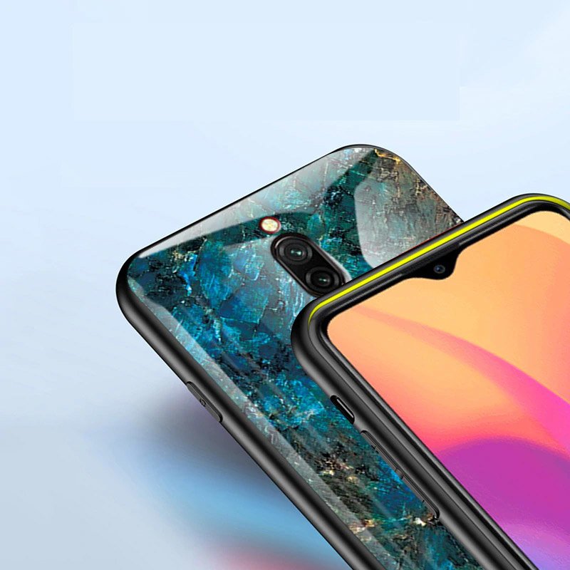 Tampa durável de vidro gradiente com parte traseira de vidro temperado Xiaomi Redmi 8 preto-vermelho