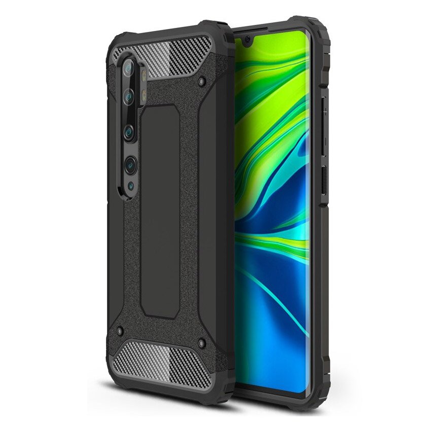 Capa de armadura híbrida resistente e resistente para Xiaomi Mi Note 10 - Mi Note 10 Pro - Mi CC9 Pro preto