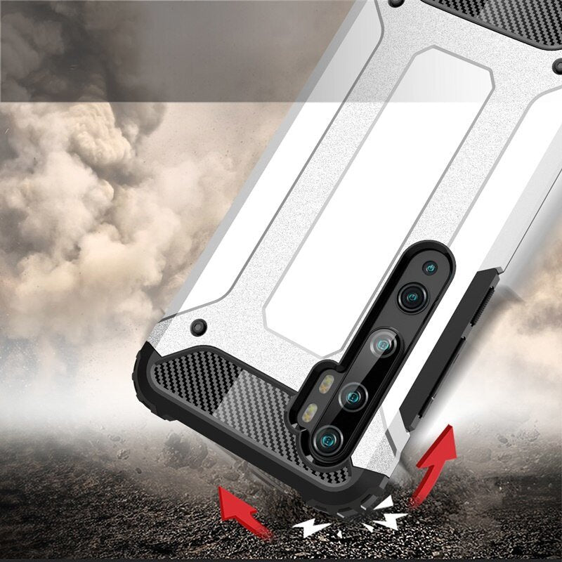 Capa de armadura híbrida resistente e resistente para Xiaomi Mi Note 10 - Mi Note 10 Pro - Mi CC9 Pro preto