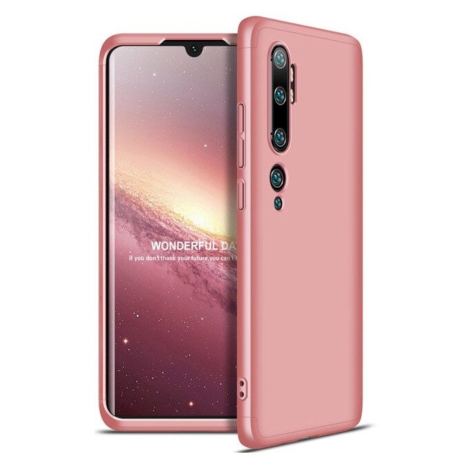 Capa de proteção frontal e traseira GKK 360 Capa de corpo inteiro Xiaomi Mi Note 10 - Mi Note 10 Pro - Mi CC9 Pro rosa