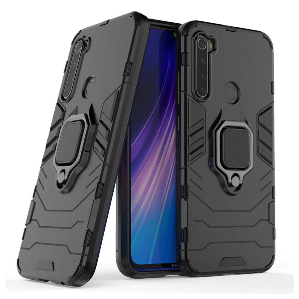 Estojo de armadura de anel capa resistente e resistente para Xiaomi Redmi Note 8T preto
