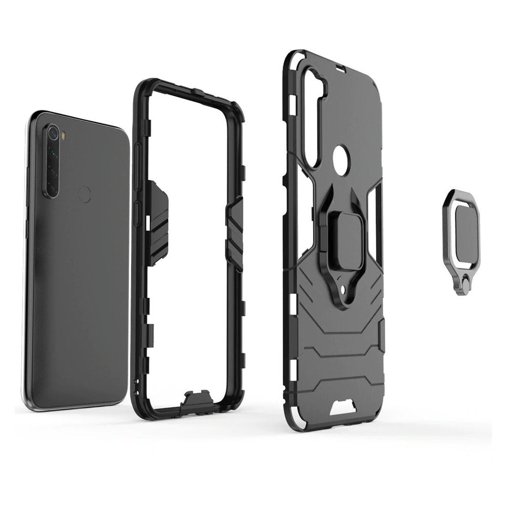 Estojo de armadura de anel capa resistente e resistente para Xiaomi Redmi Note 8T preto