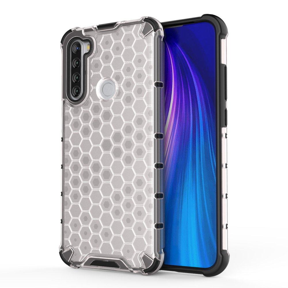 Capa de armadura em caixa de favo de mel com pára-choque de TPU para Xiaomi Redmi Note 8T transparente