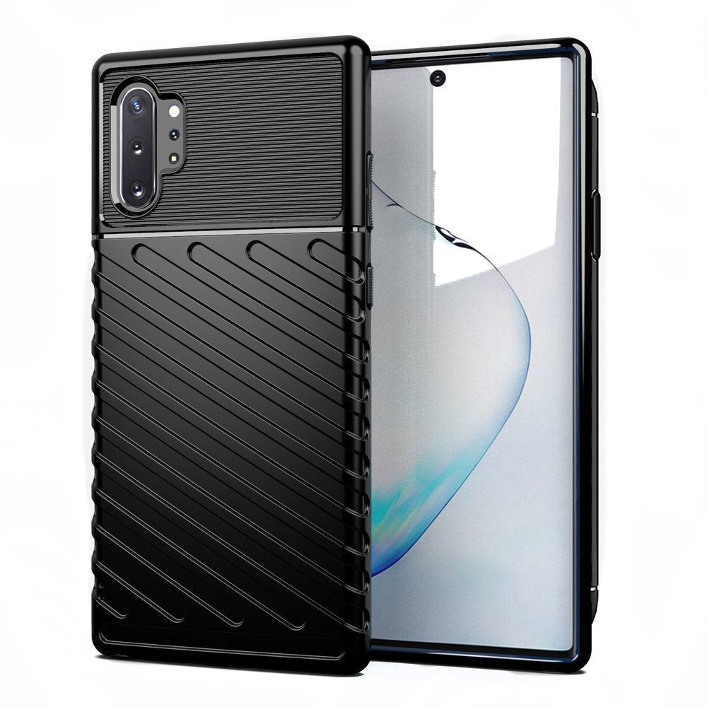 Capa Thunder capa flexível resistente resistente e resistente de TPU para Samsung Galaxy Note 10 Plus preta