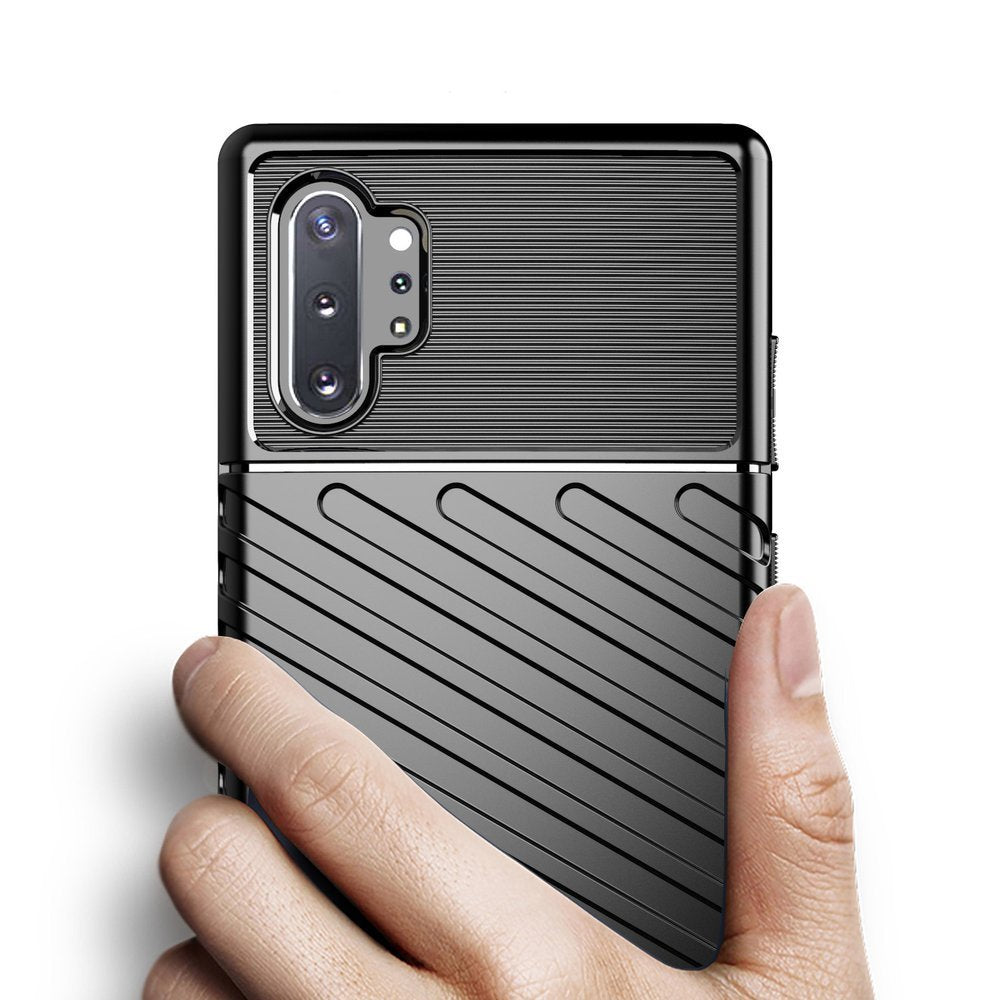Capa Thunder capa flexível resistente resistente e resistente de TPU para Samsung Galaxy Note 10 Plus preta