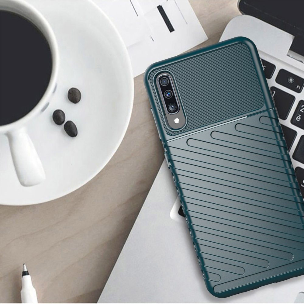 Capa Thunder Capa flexível resistente resistente e resistente de TPU para Samsung Galaxy A70 preta