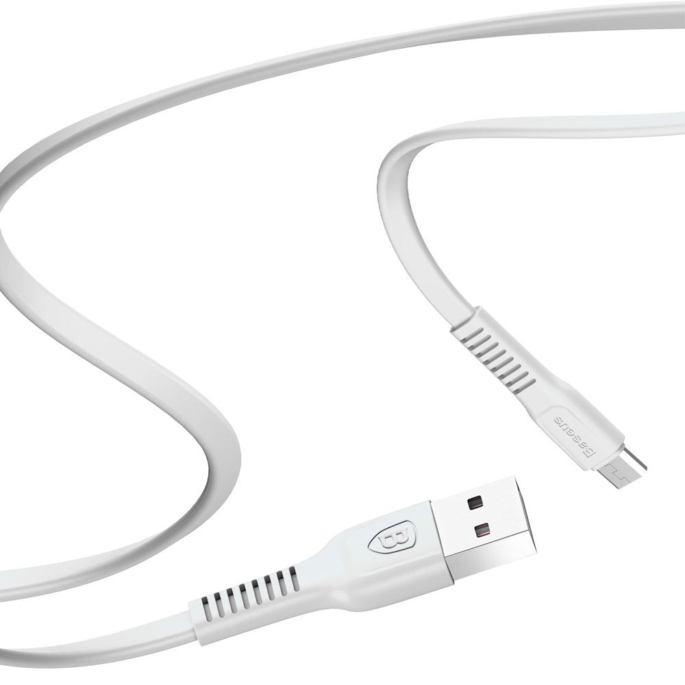 Baseus Tough flat USB - cabo micro USB 2A 1m branco (CAMZY-B02)
