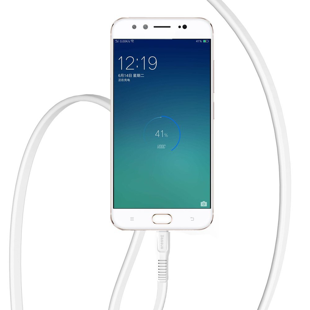 Baseus Tough flat USB - cabo micro USB 2A 1m branco (CAMZY-B02)
