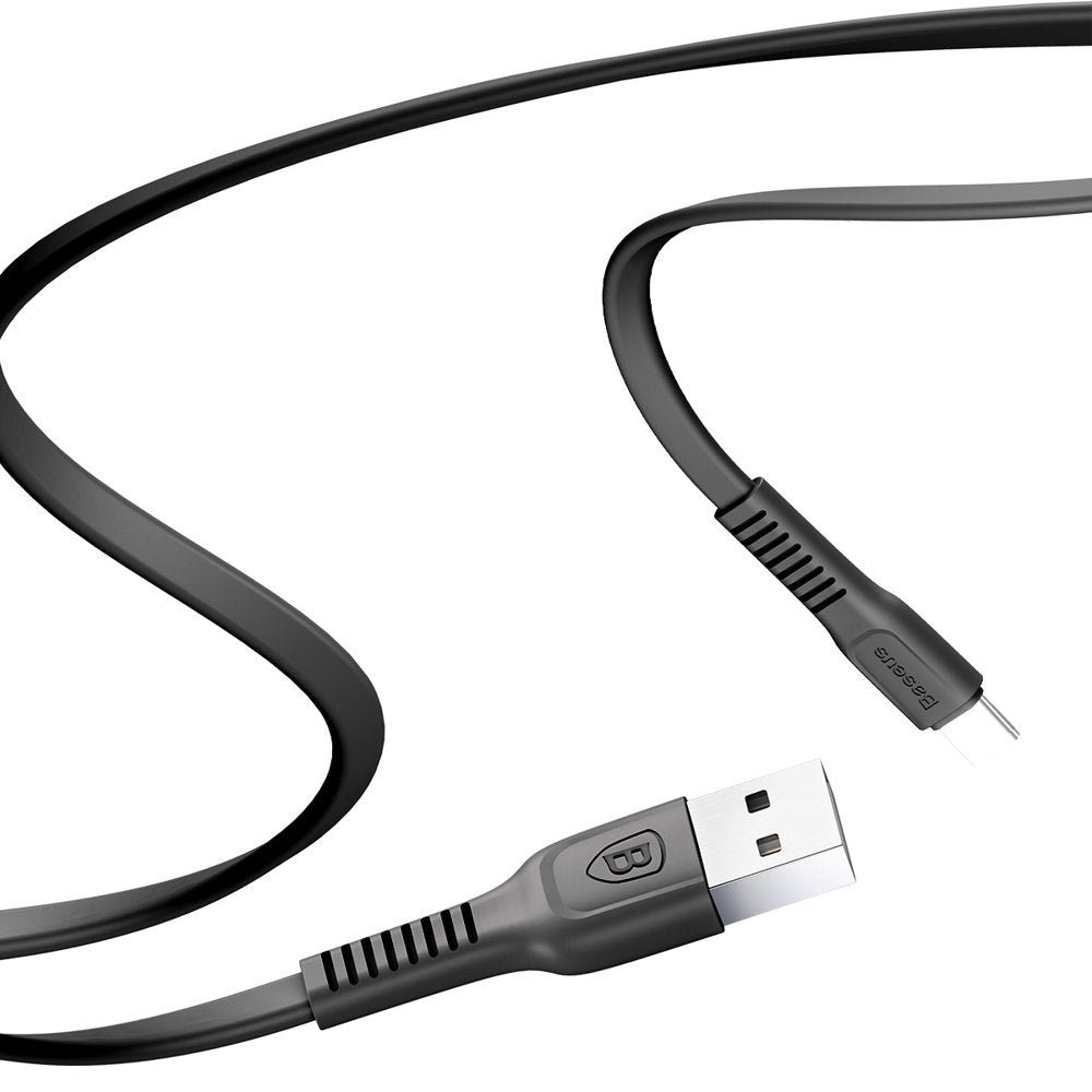 Baseus Tough flat USB - USB Tipo-C 2A 1m cabo preto (CATZY-B01)