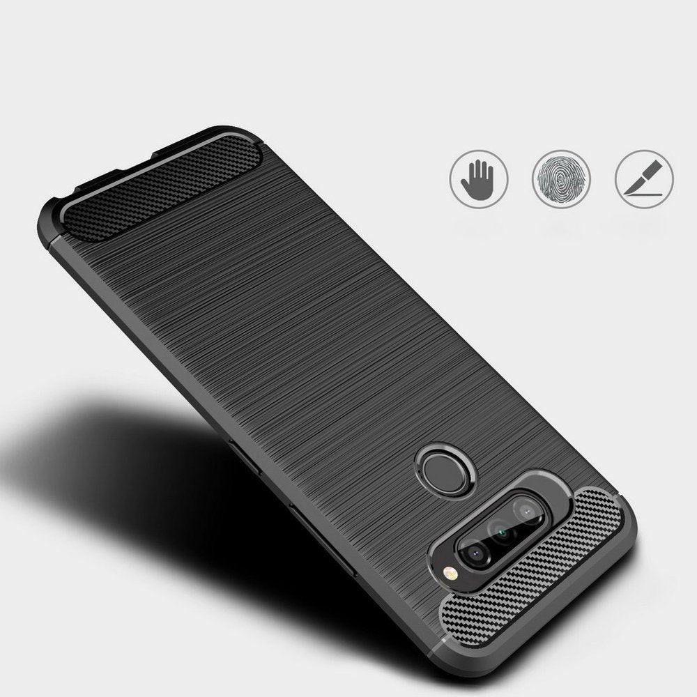 Capa carbono Capa flexível de TPU para LG K50S preta