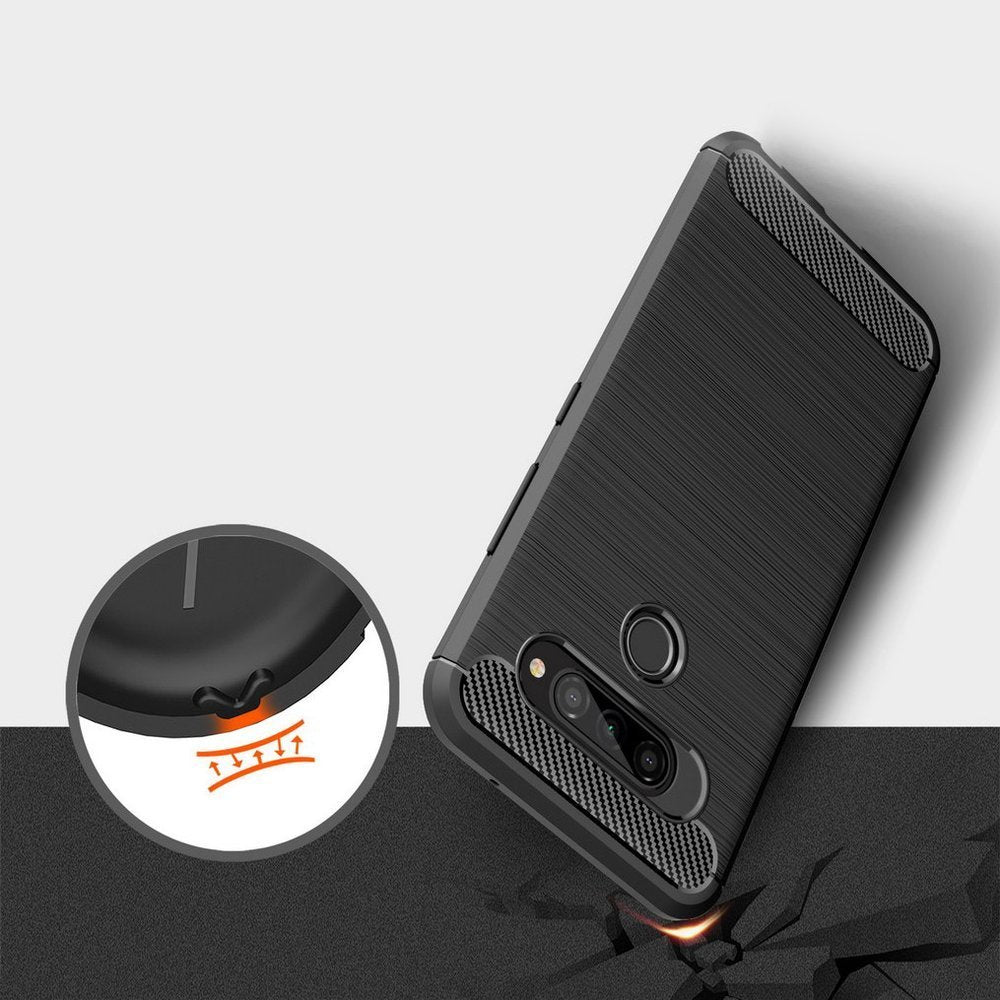 Capa carbono Capa flexível de TPU para LG K50S preta