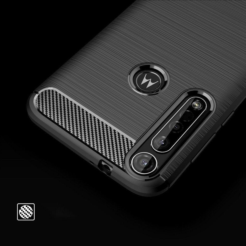 Capa carbono Capa flexível TPU para Motorola One Macro preta