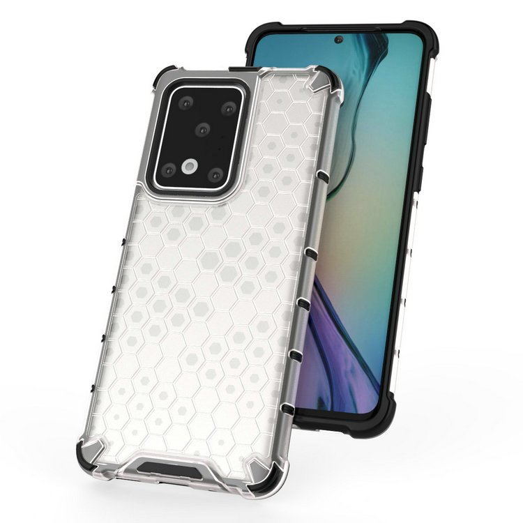 Capa de armadura de favo de mel com proteção de TPU para Samsung Galaxy S20 Ultra transparente