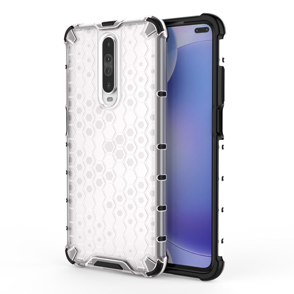 Capa de armadura de favo de mel com pára-choque de TPU para Xiaomi Redmi K30 transparente