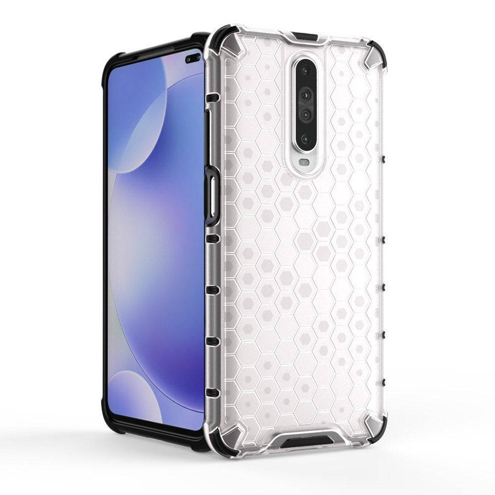 Capa de armadura de favo de mel com pára-choque de TPU para Xiaomi Redmi K30 transparente