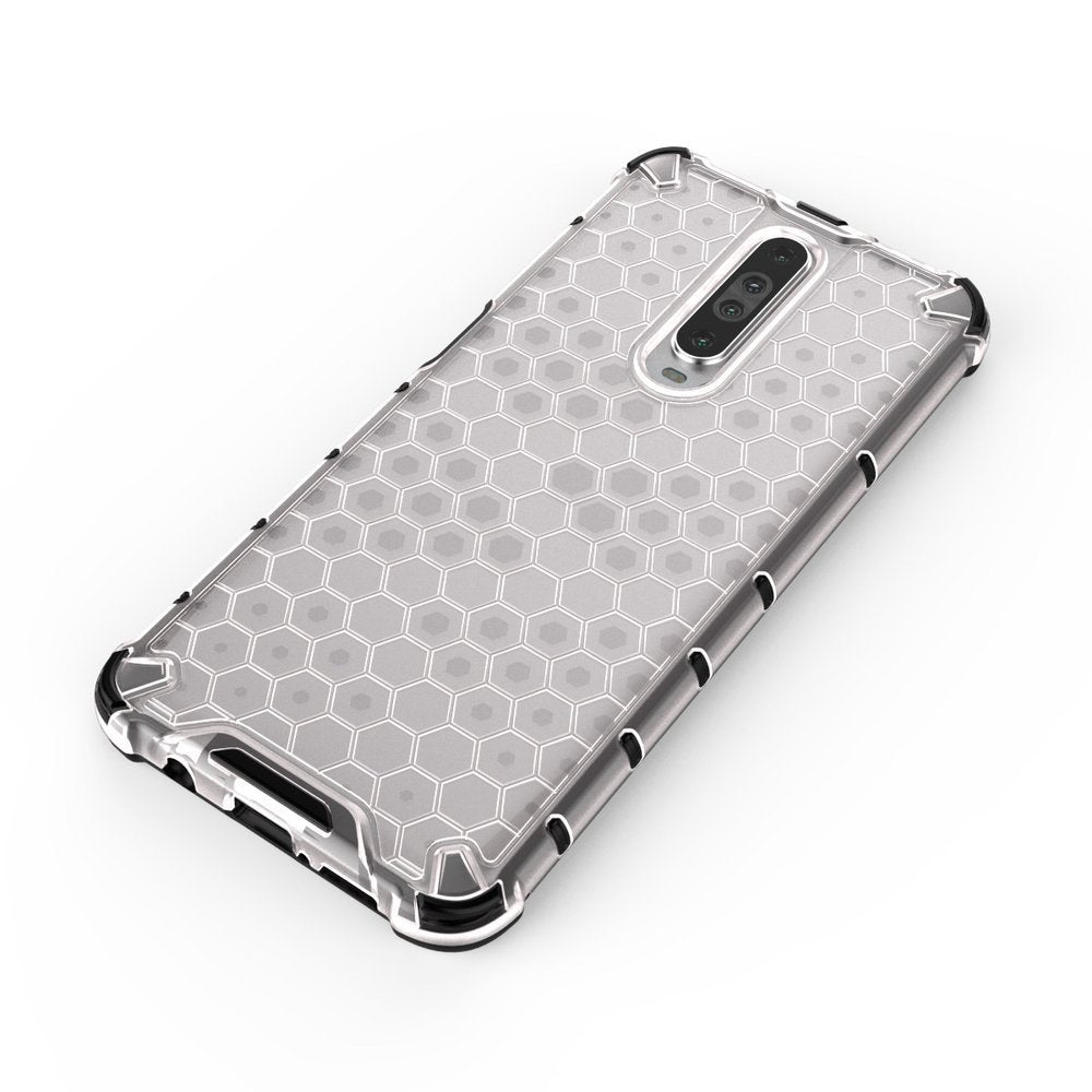 Capa de armadura de favo de mel com pára-choque de TPU para Xiaomi Redmi K30 transparente