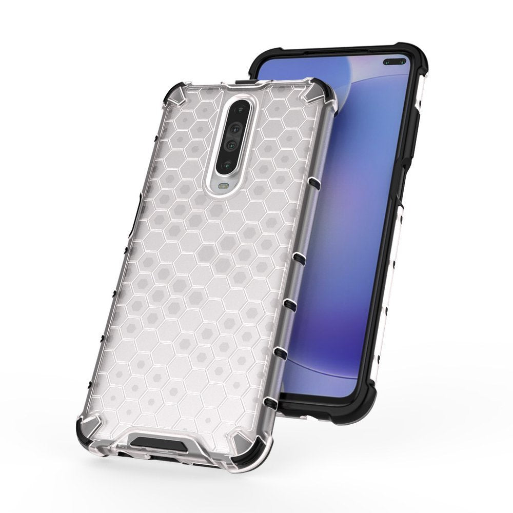 Capa de armadura de favo de mel com pára-choque de TPU para Xiaomi Redmi K30 transparente