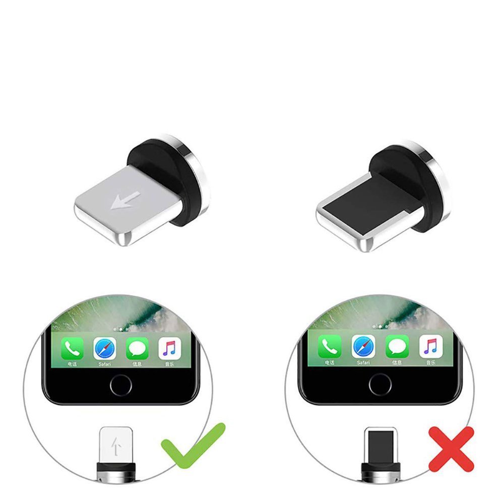 Adaptador de plugue para cabo USB magnético prata relâmpago