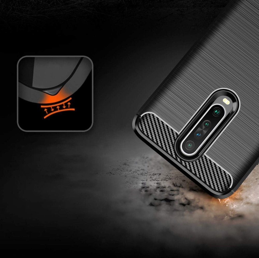 Capa carbono Capa flexível de TPU para Xiaomi Redmi K30 azul