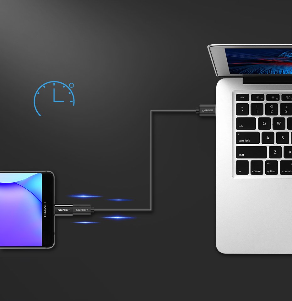 Adaptador Ugren micro USB para USB Tipo-C preto (30391)